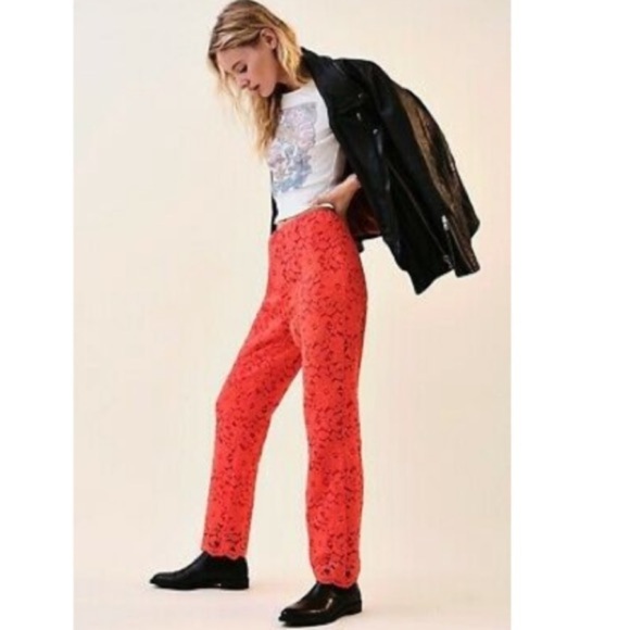 Free People Wild Lace Pull On Crop retro Flare 70s Pants Small women’s nwot - Picture 7 of 7